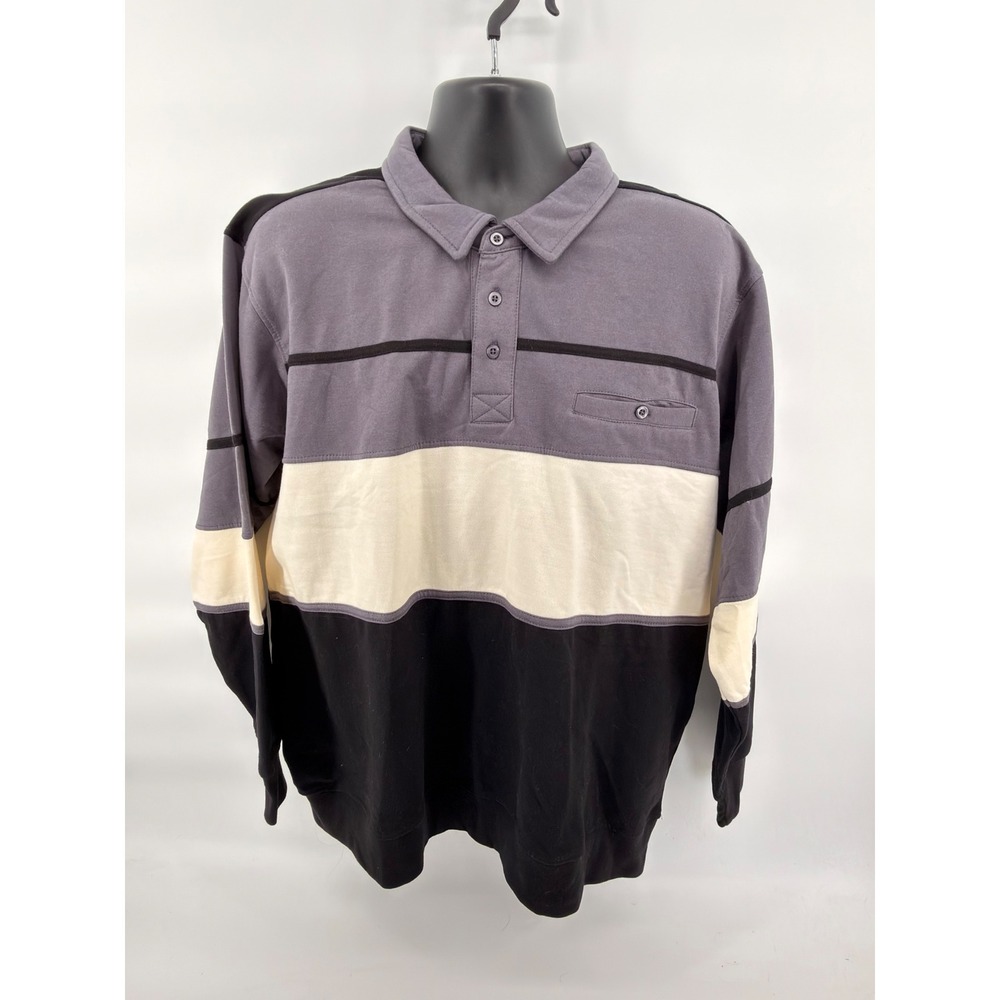 Vintage Haband Casual Joe Colorblock‎ Polo Sweatshirt Mens XL Fleece 90s Retro